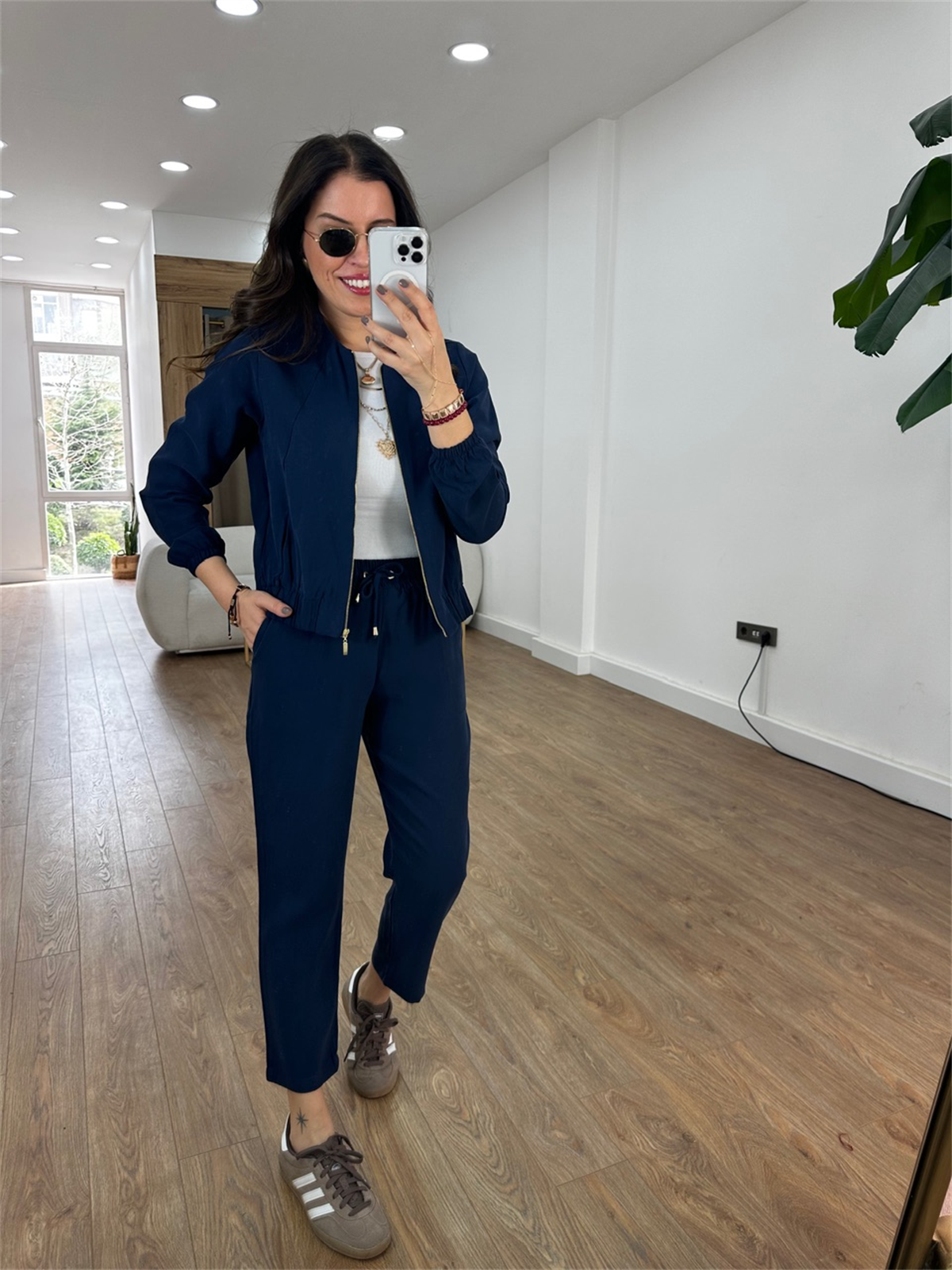 Fermuarlı Pantolon Ceket Takım - Lacivert