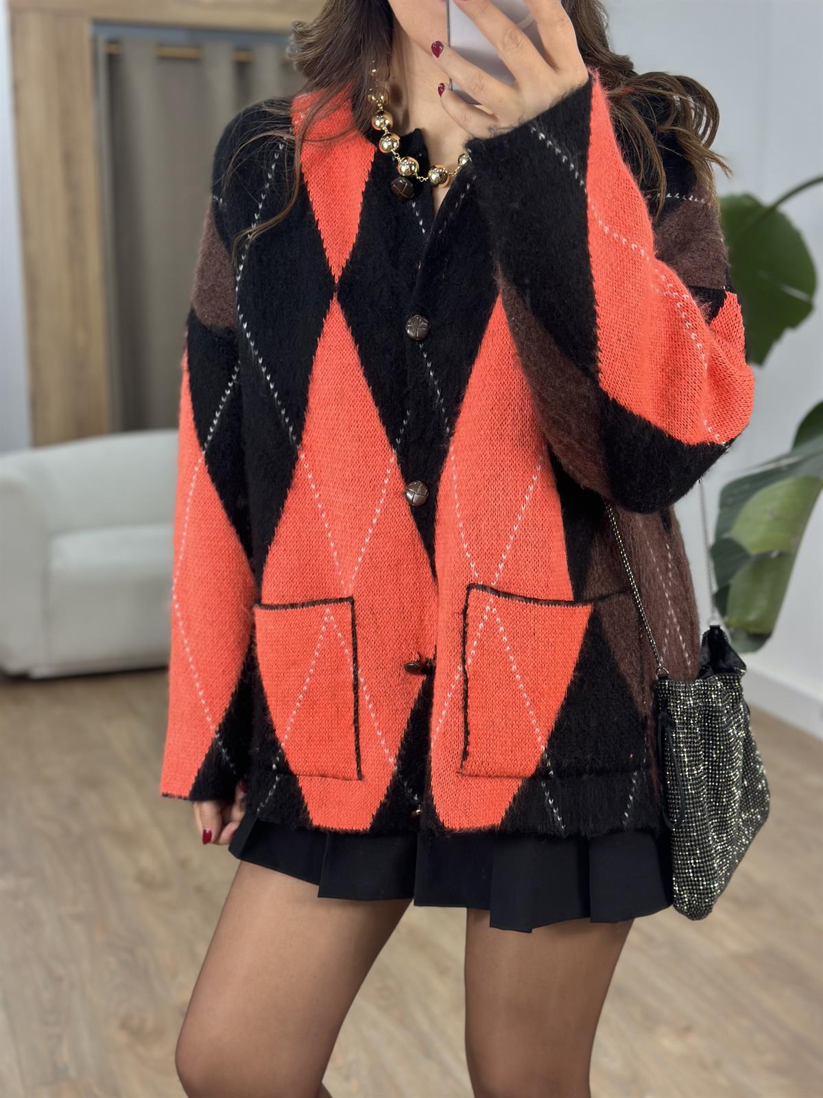 Baklava Desen Cepli Hırka