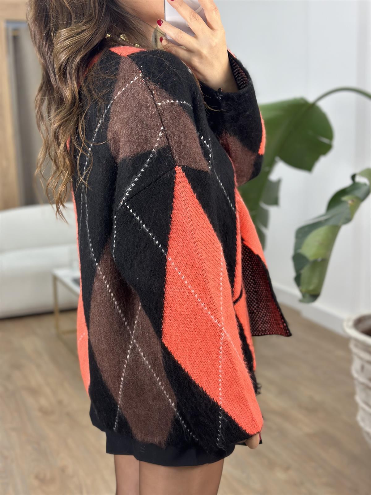 Baklava Desen Cepli Hırka