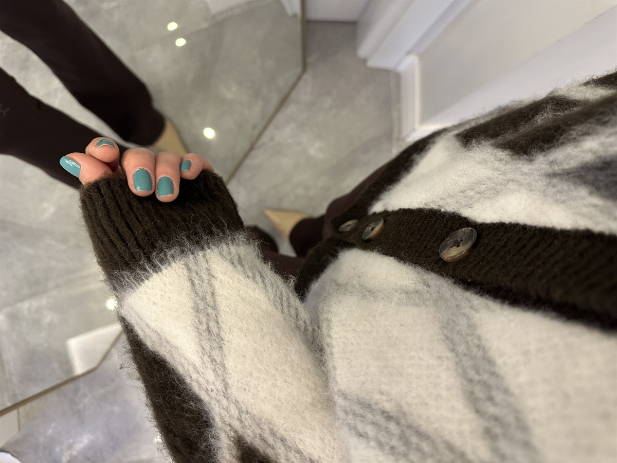 Baklava Desen Hırka - Krem 