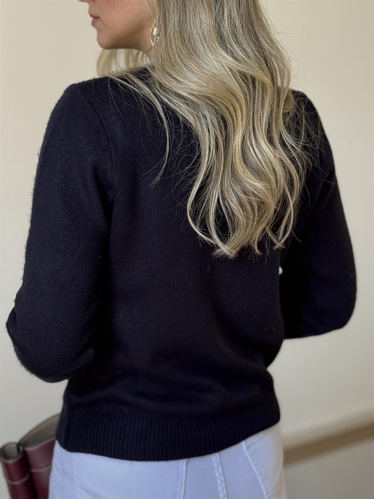 Baklava Desenli Triko Hırka - Lacivert 