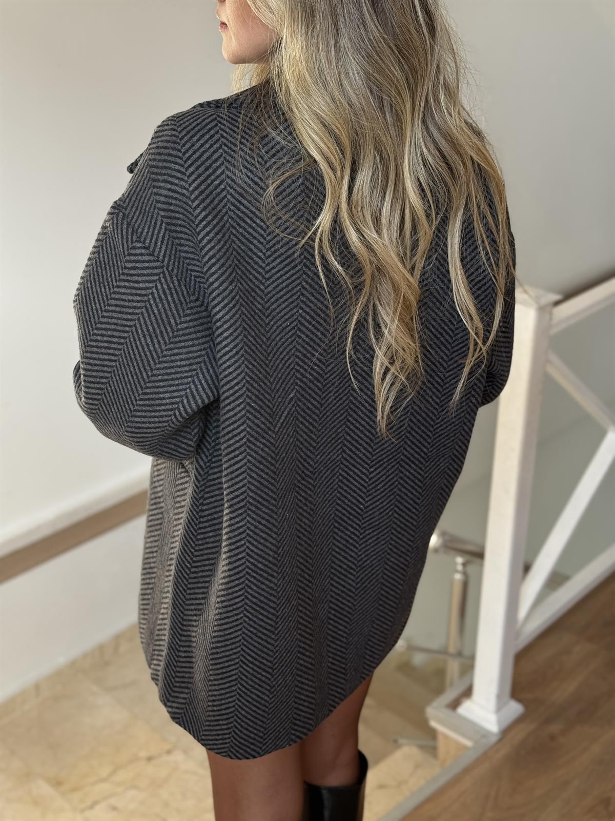 Balıksırtı Oversize Kaban - Antrasit