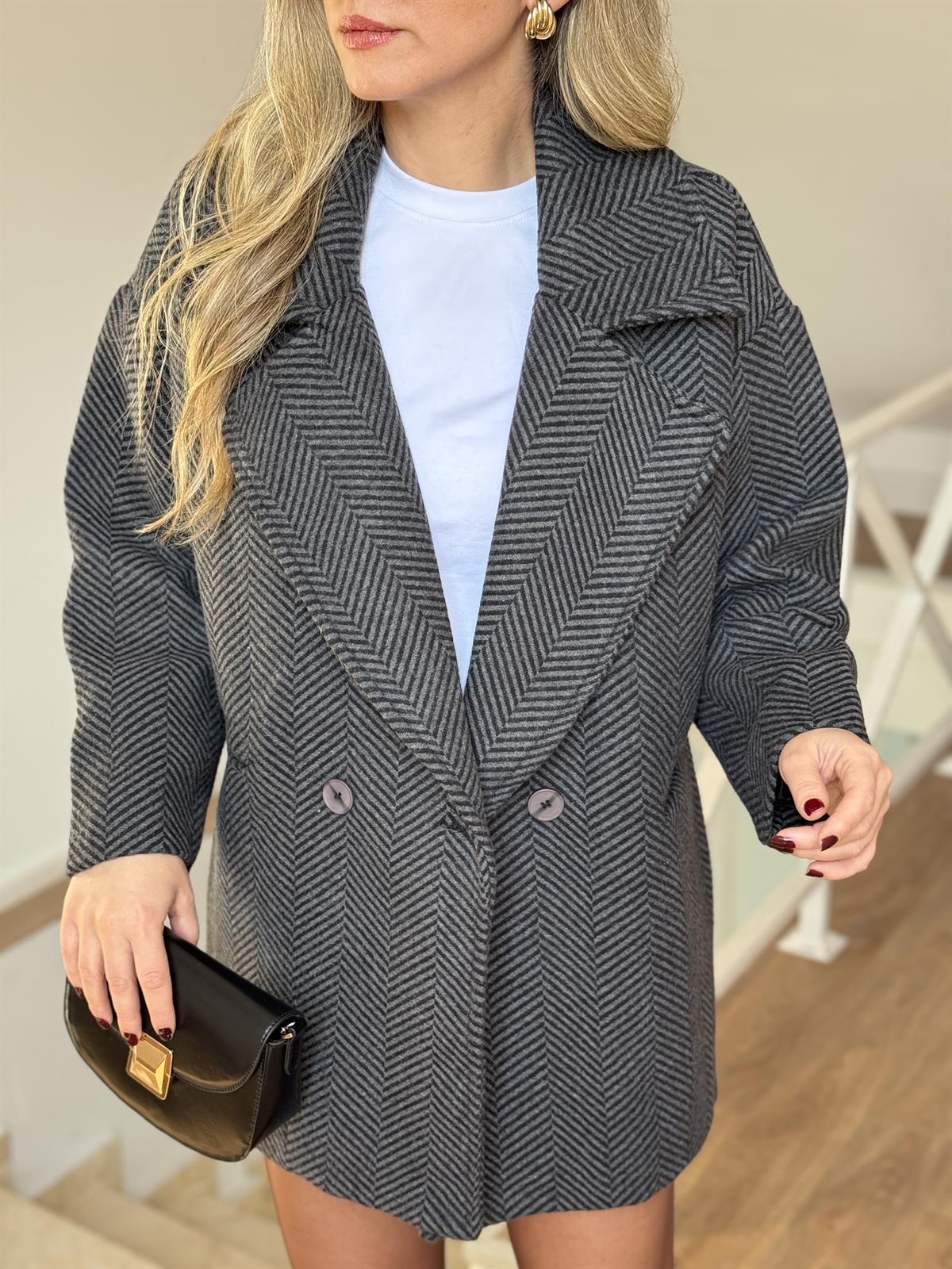 Balıksırtı Oversize Kaban - Antrasit