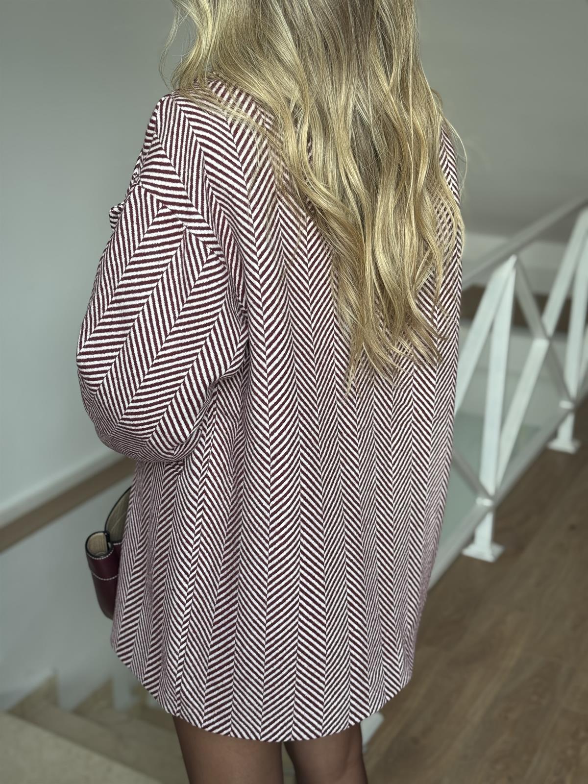 Balıksırtı Oversize Kaban - Bordo