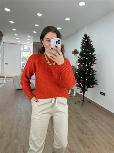 Balıksırtı Yumoş Kazak-Kırmızı