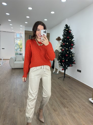 Balıksırtı Yumoş Kazak-Kırmızı