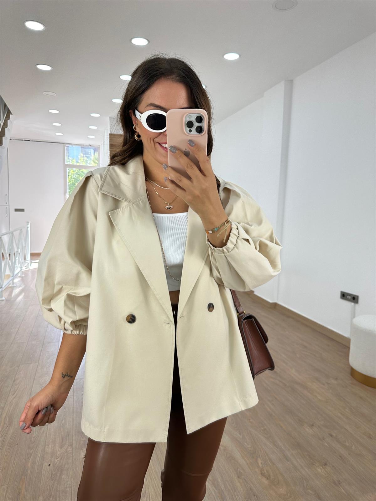 Balon Kol Salaş Trençkot-Taş