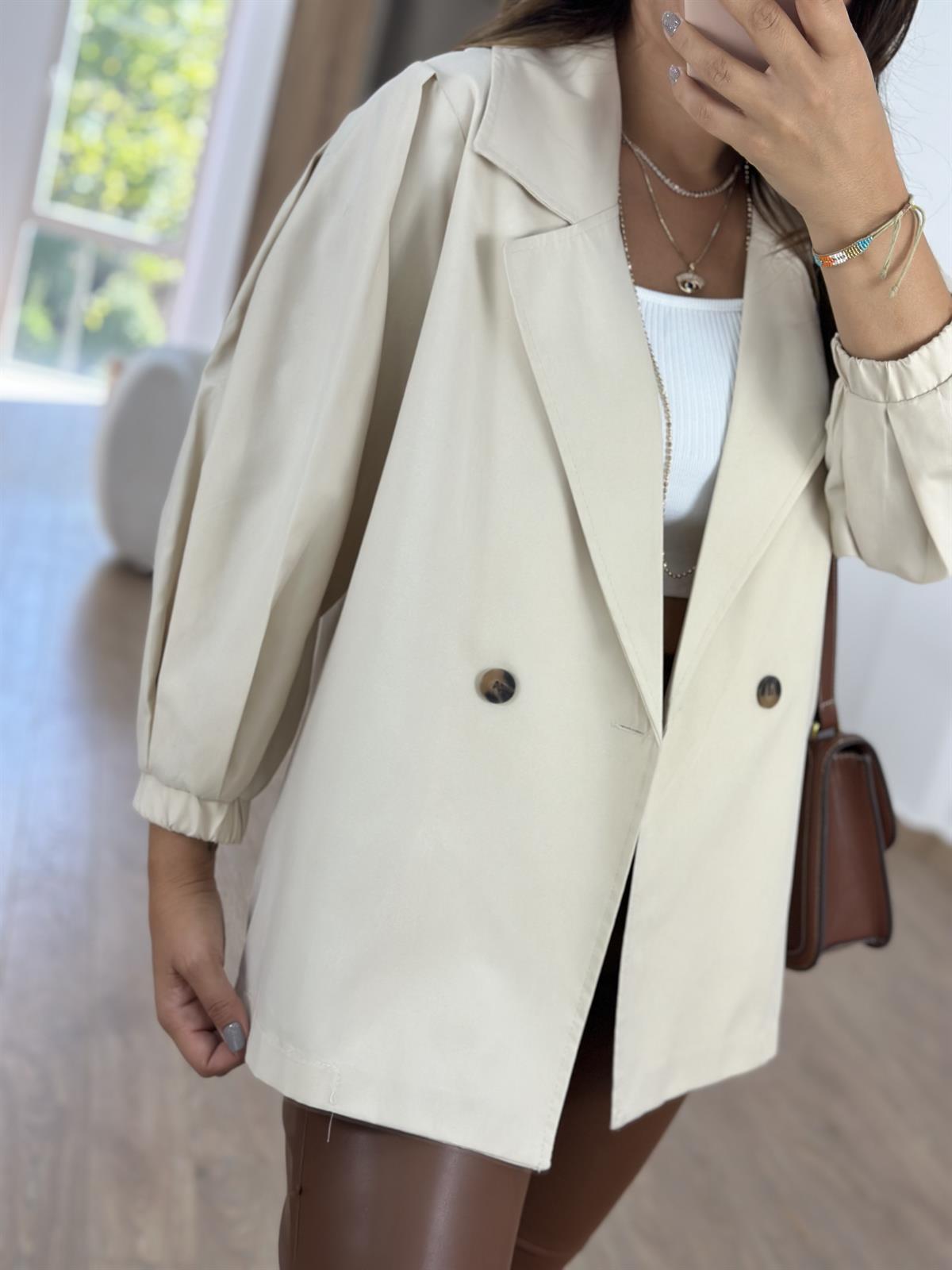 Balon Kol Salaş Trençkot-Taş