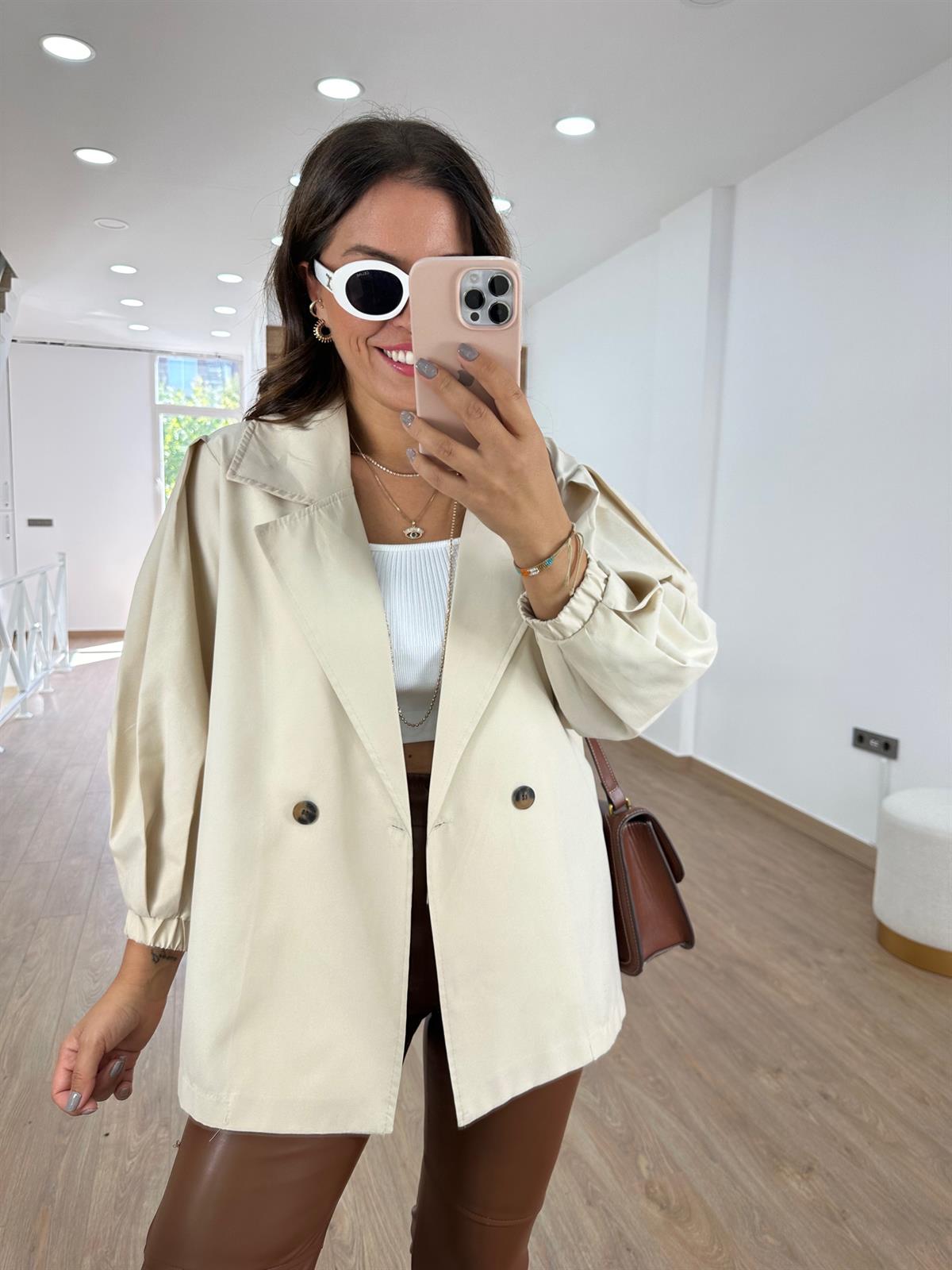 Balon Kol Salaş Trençkot-Taş