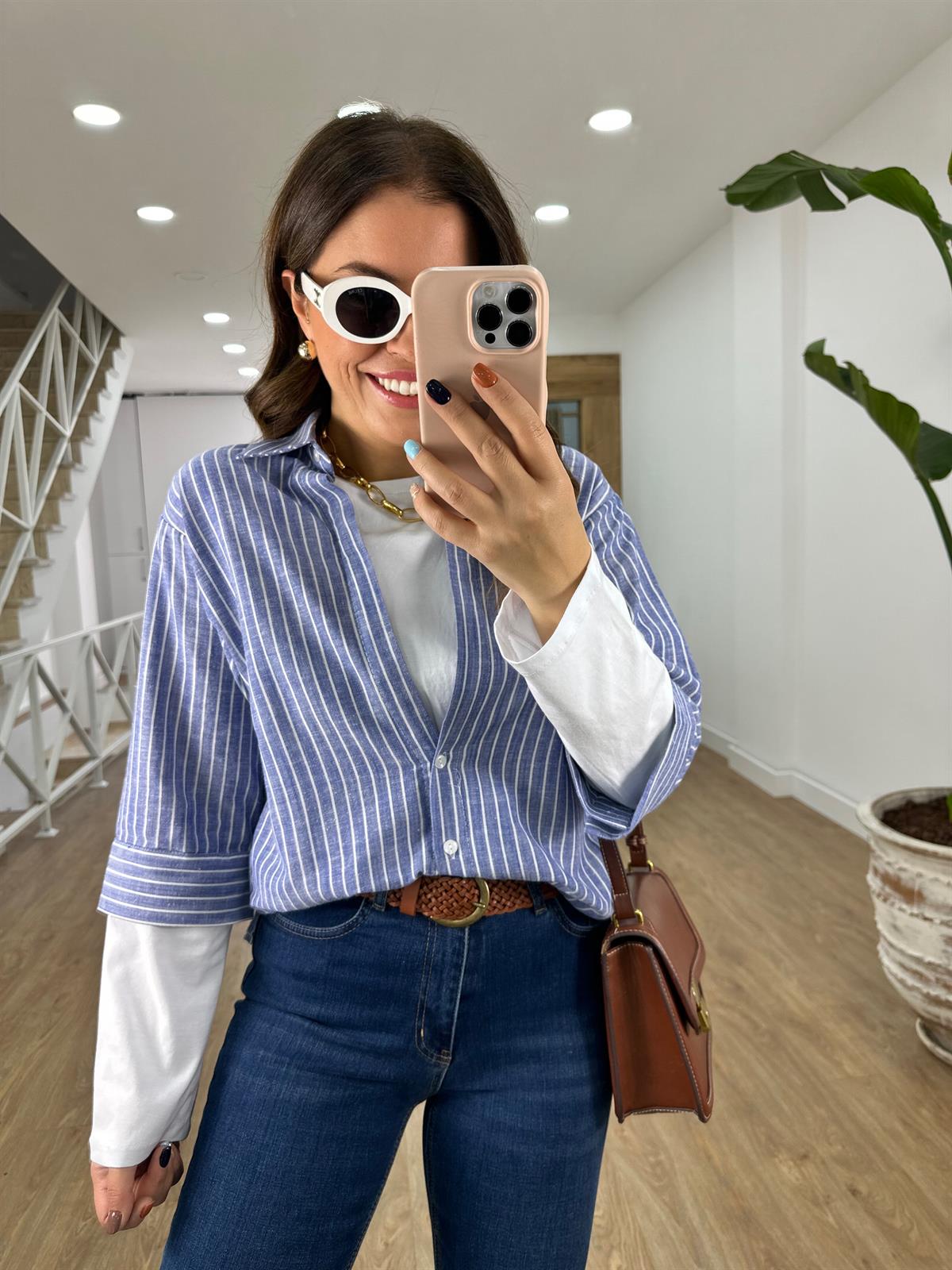 Basic Detaylı Çizgili Gömlek