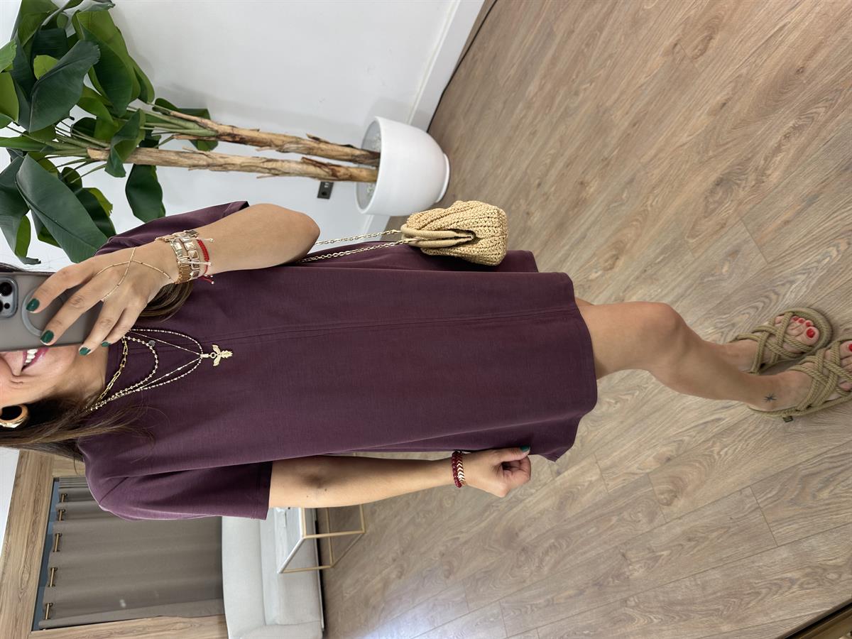 Basic Modal Mini Elbise - Bordo