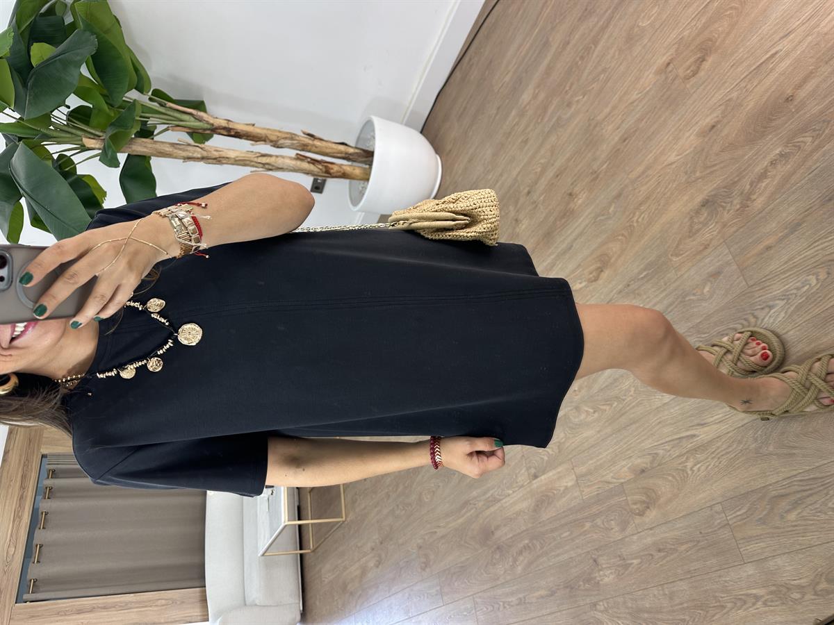 Basic Modal Mini Elbise - Siyah