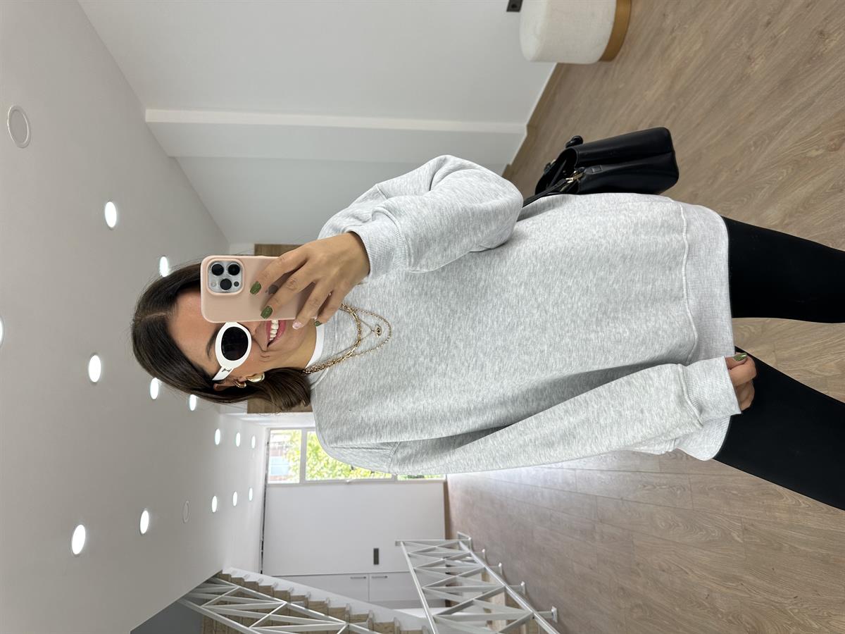 Basic Salaş Sweatshirt-Gri
