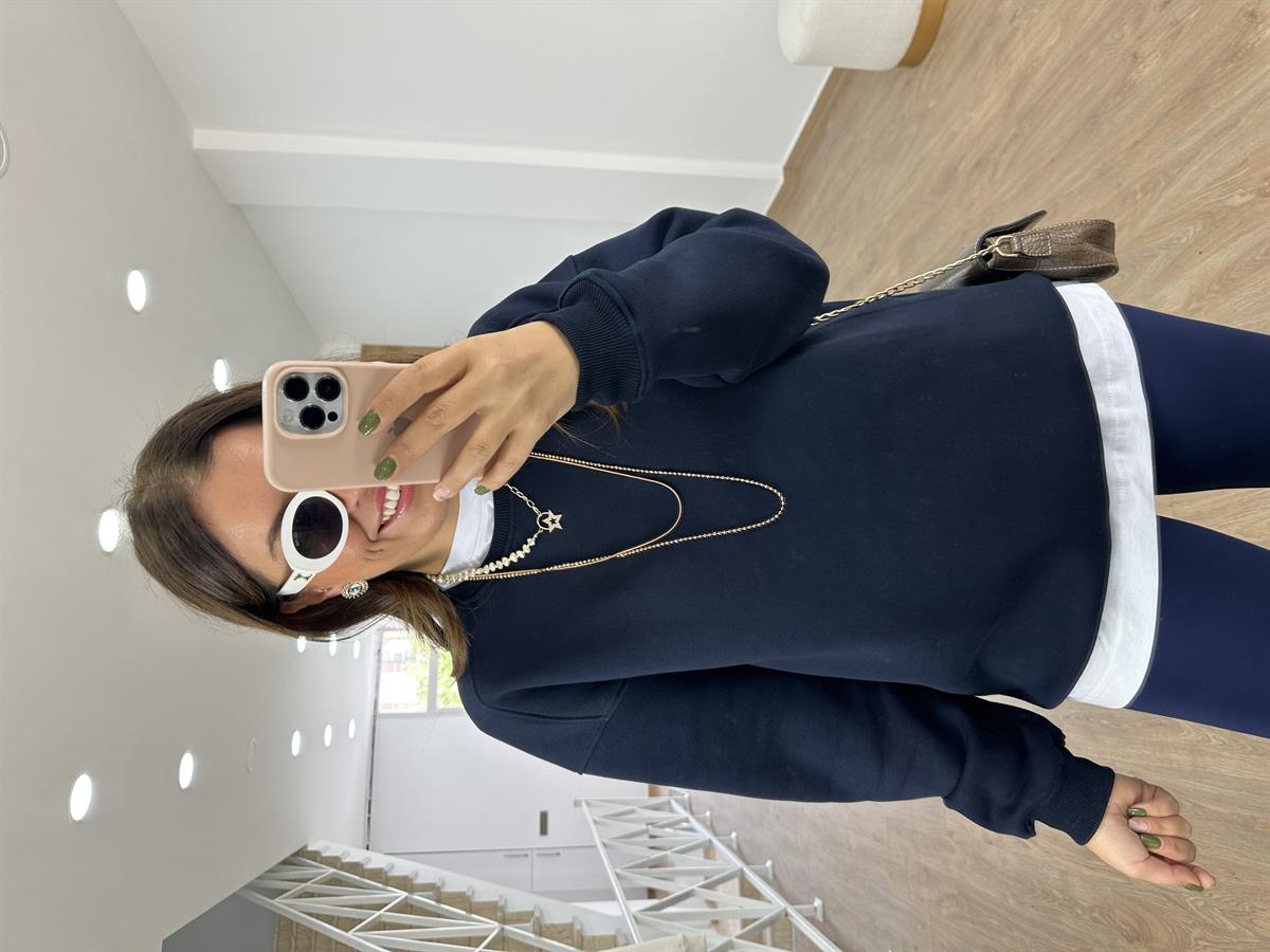 Basic Salaş Sweatshirt-Lacivert