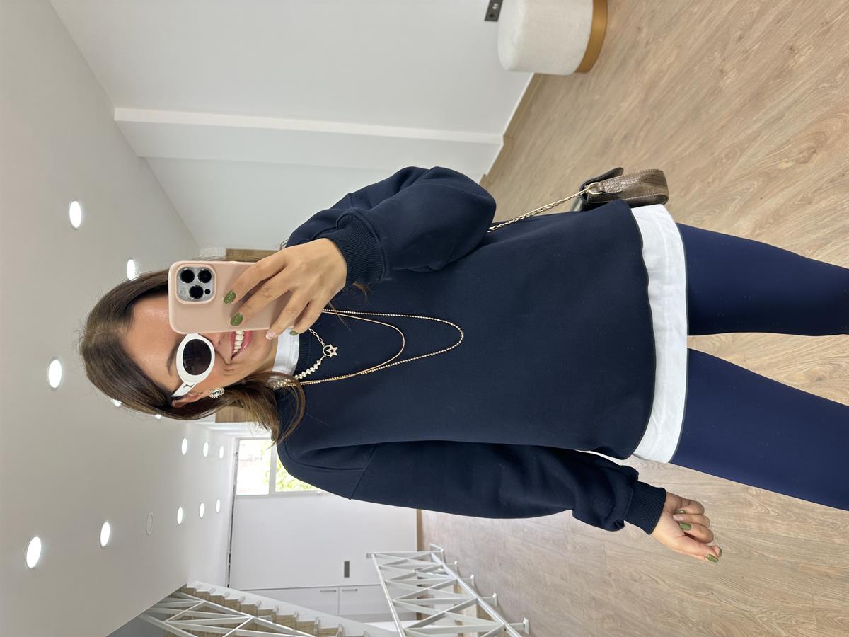 Basic Salaş Sweatshirt-Lacivert