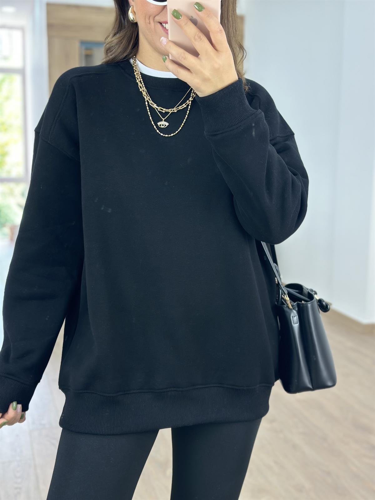 Basic Salaş Sweatshirt-Siyah