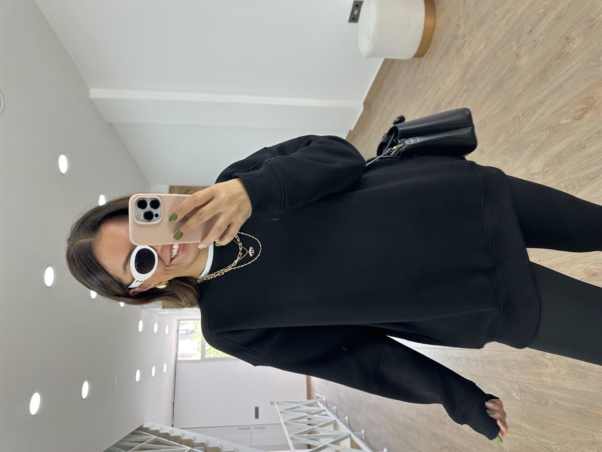 Basic Salaş Sweatshirt-Siyah