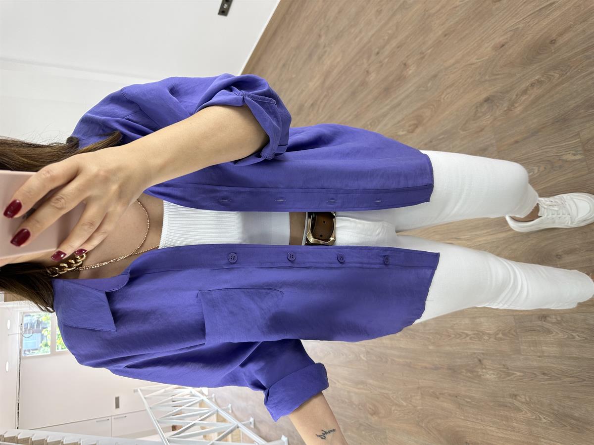 Basic Salaş Tnsel Gömlek-Mor