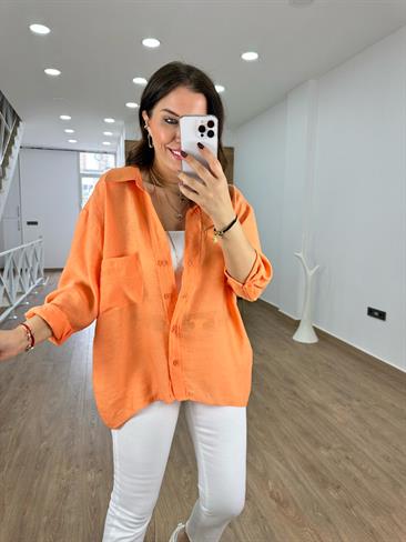 Basic Salaş Tnsel Gömlek-Turuncu