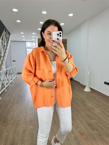 Basic Salaş Tnsel Gömlek-Turuncu