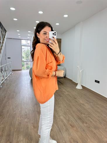 Basic Salaş Tnsel Gömlek-Turuncu