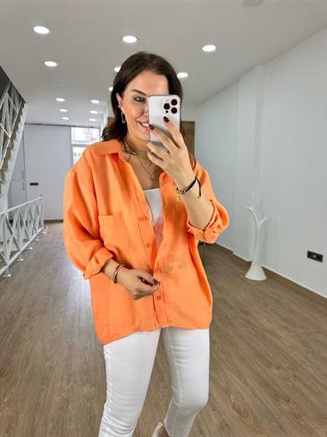 Basic Salaş Tnsel Gömlek-Turuncu