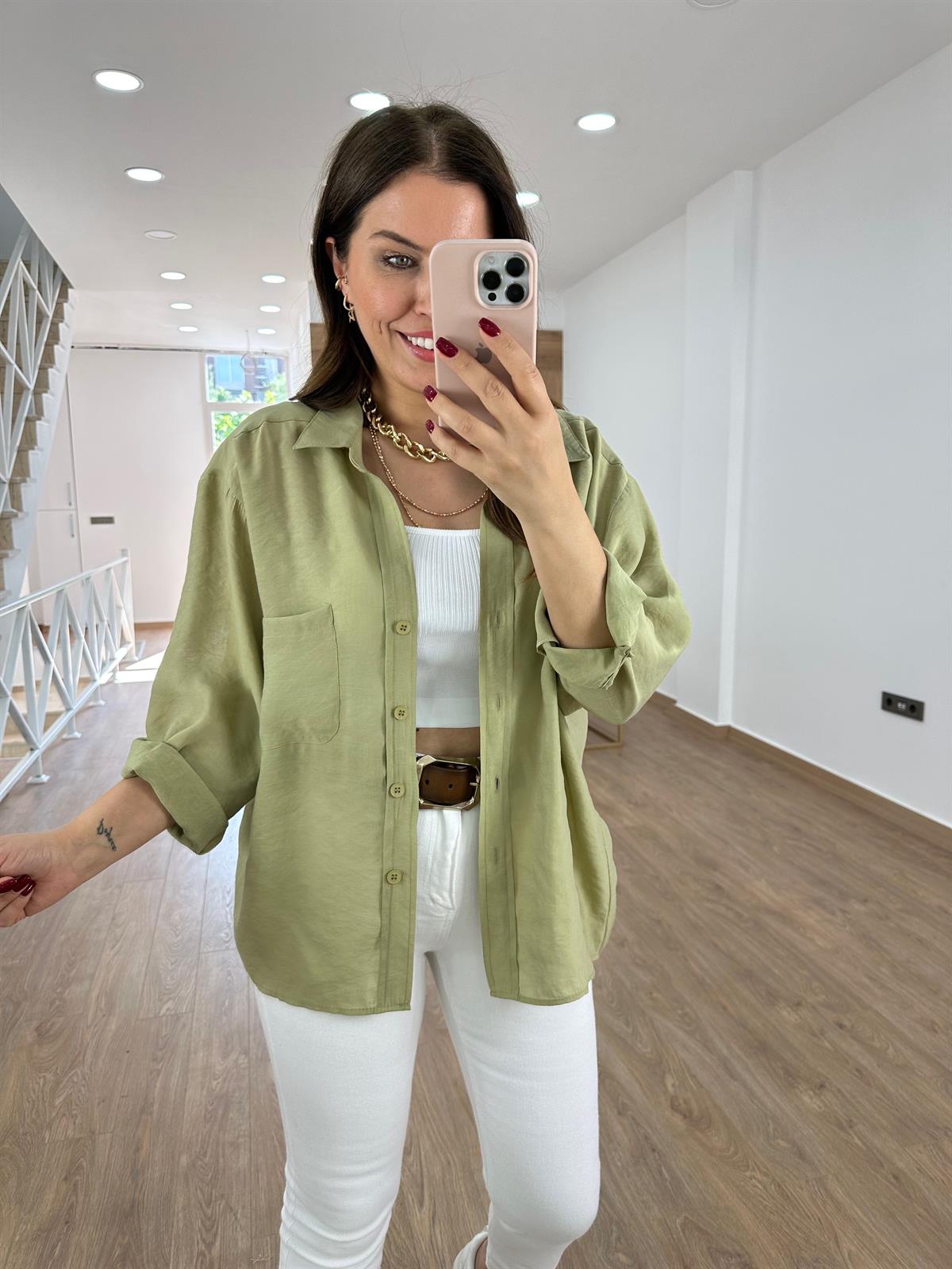 Basic Salaş Tnsel Gömlek-Yağ Yeşili