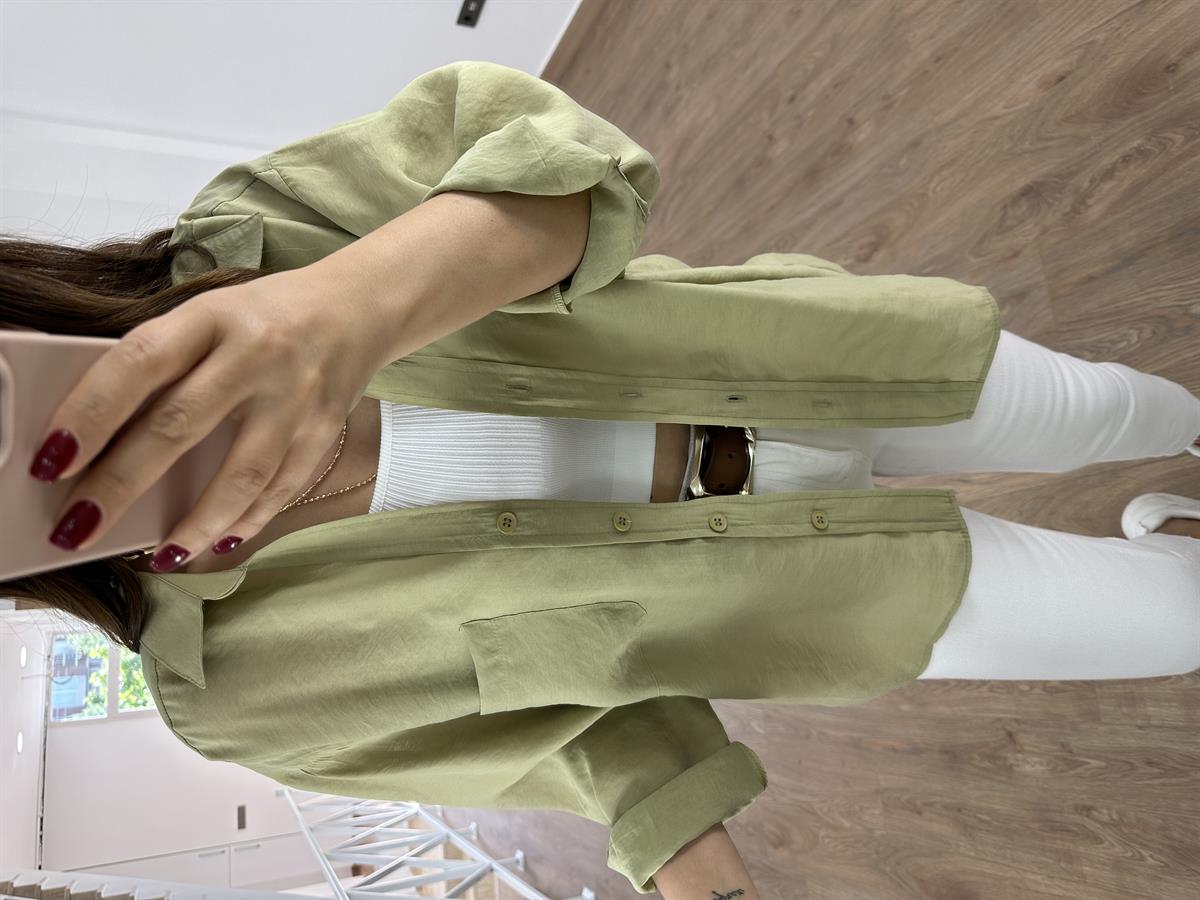 Basic Salaş Tnsel Gömlek-Yağ Yeşili