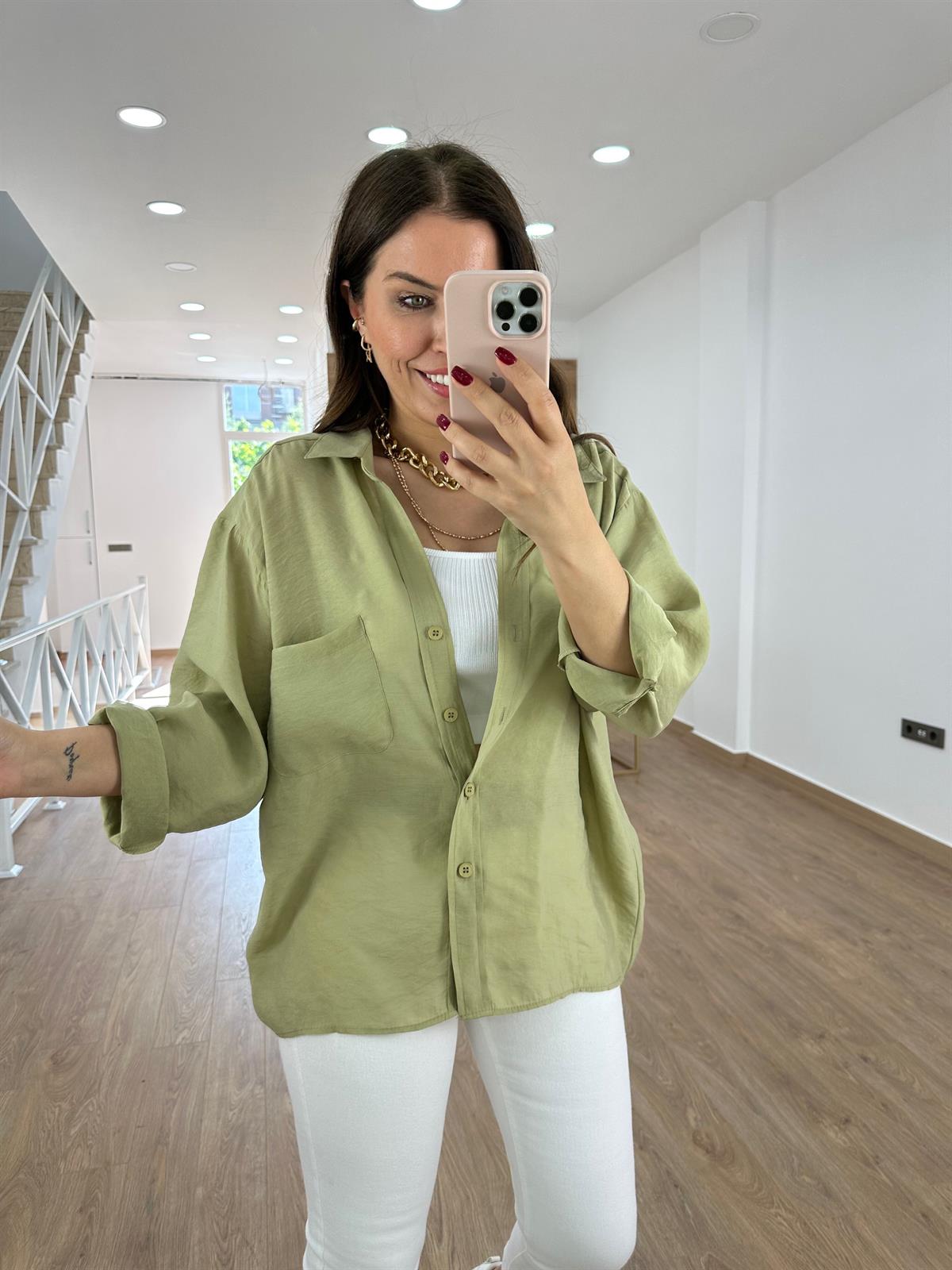 Basic Salaş Tnsel Gömlek-Yağ Yeşili