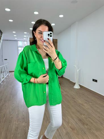 Basic Salaş Tnsel Gömlek-Yeşil