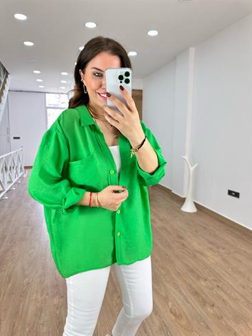 Basic Salaş Tnsel Gömlek-Yeşil