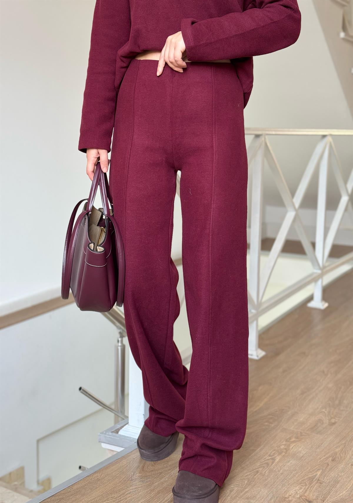 Basic Triko Alt Üst Takım - Bordo 