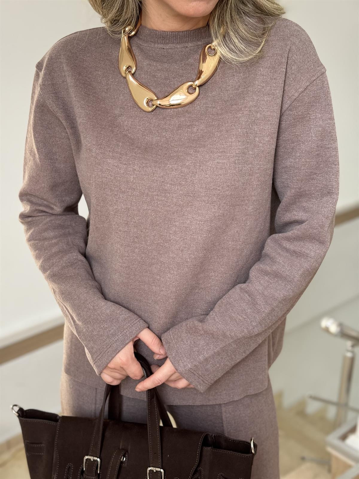 Basic Triko Alt Üst Takım - Vizon 