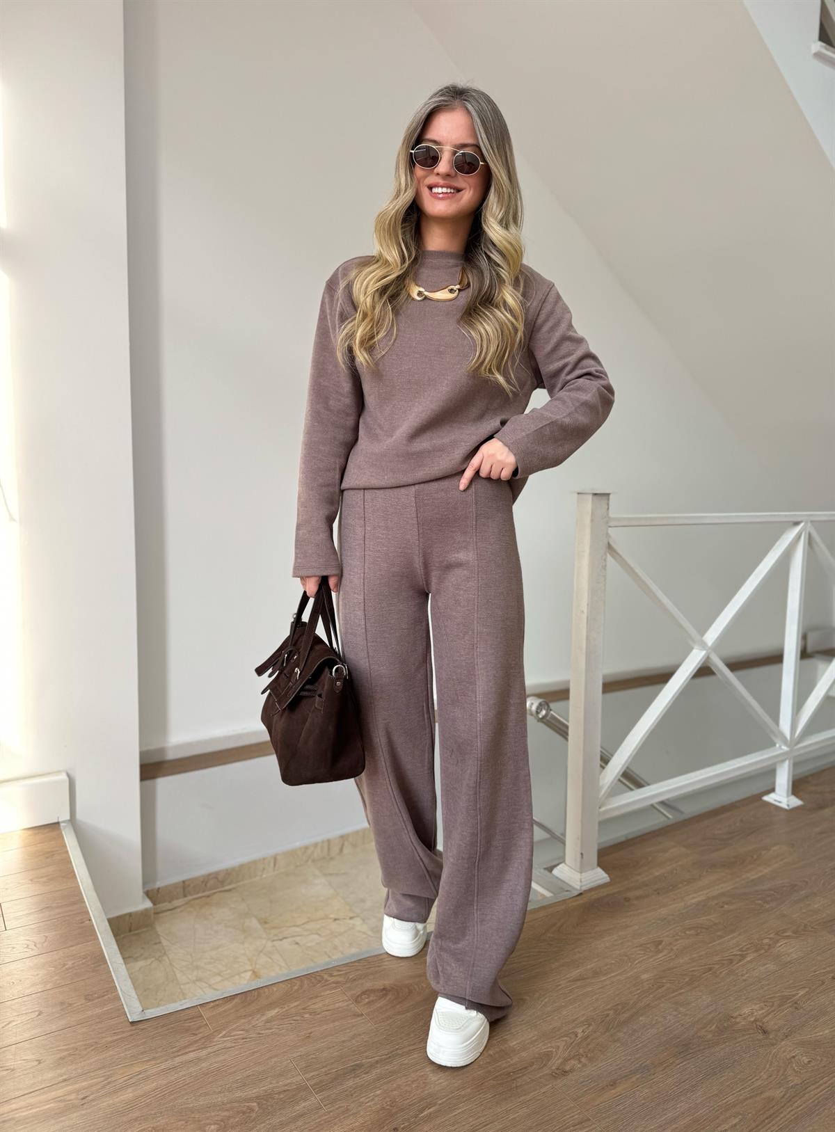 Basic Triko Alt Üst Takım - Vizon 