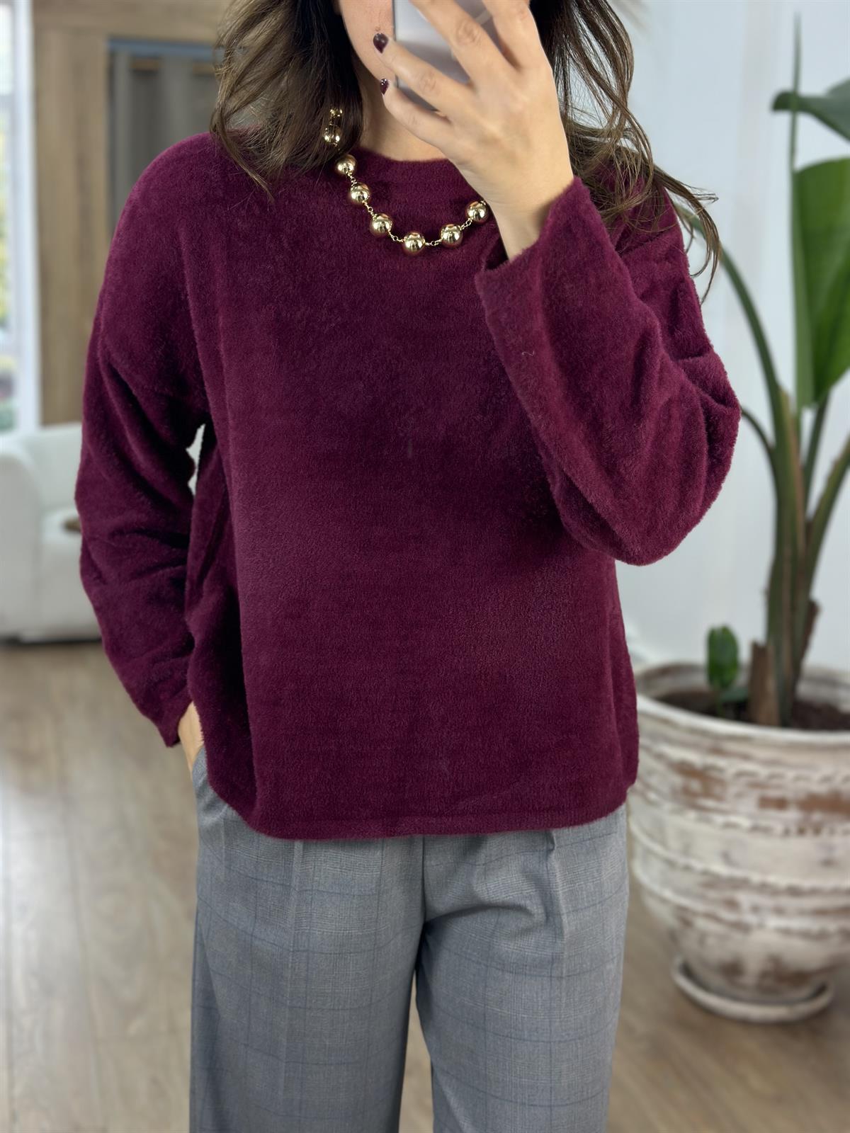 Basic Yumoş Kazak - Bordo