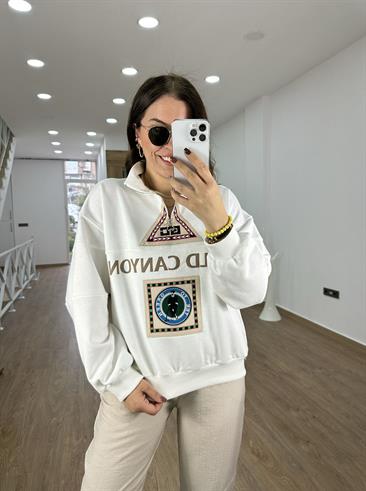 Baskı Ve Nakış Detaylı Sweatshirt