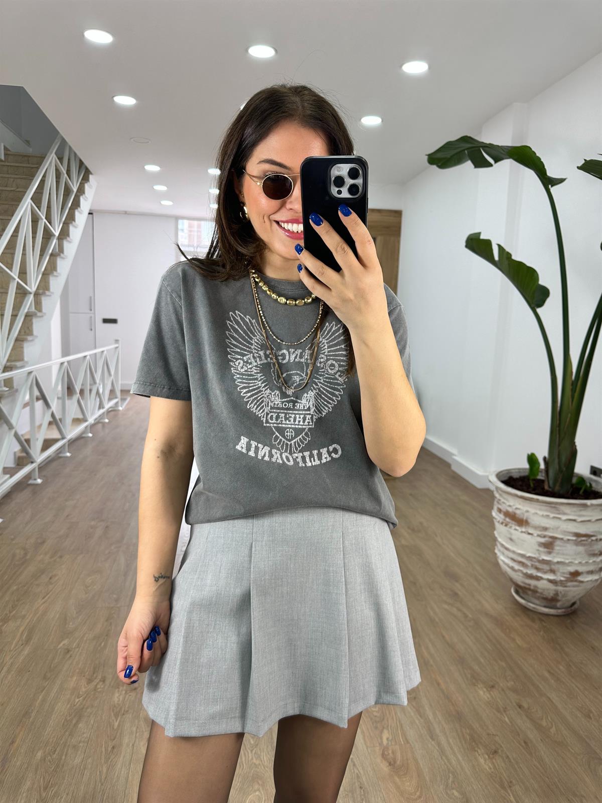 Baskılı Yıkamalı Tişört