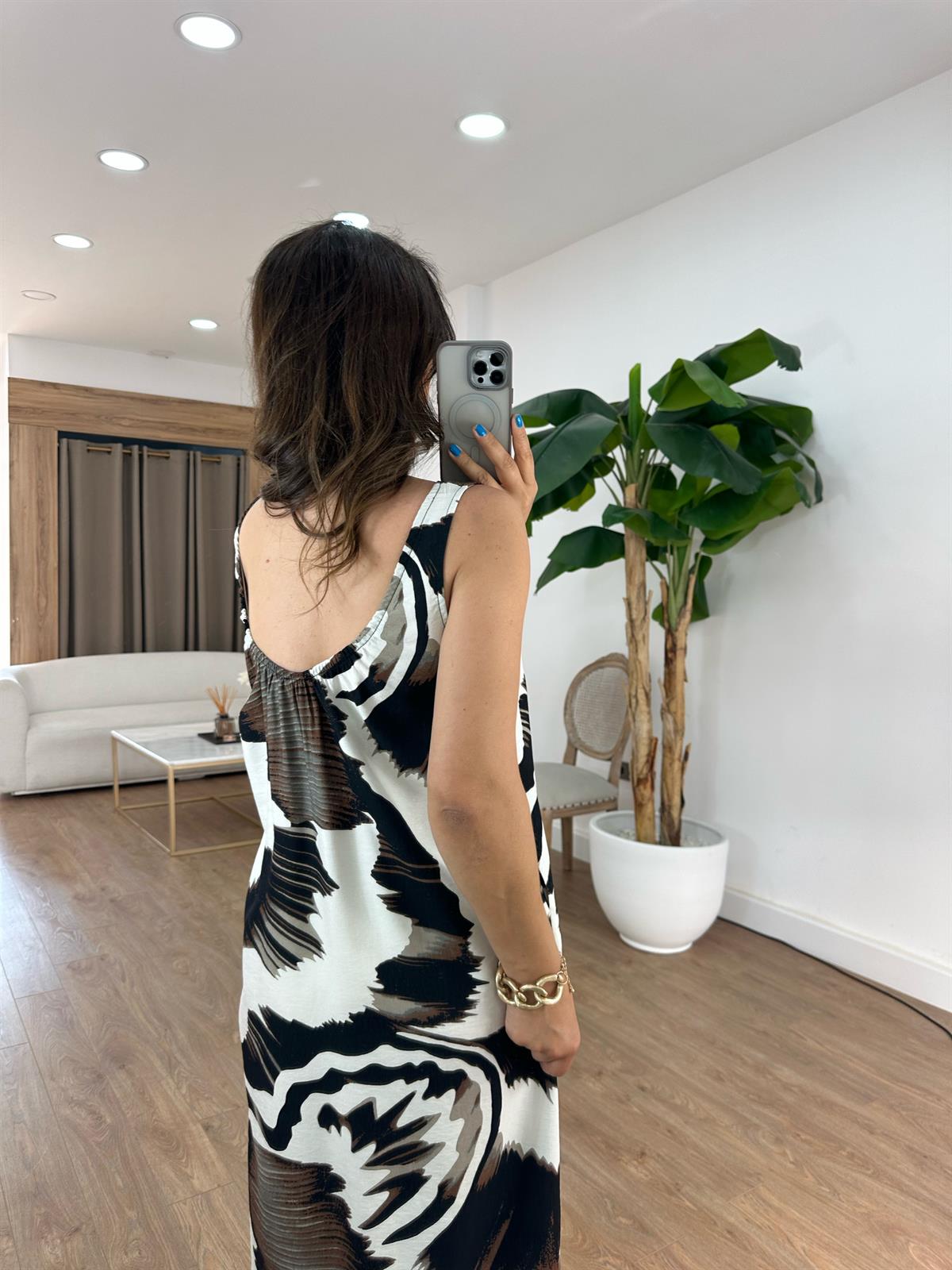 Batik Desen Cepli Viskon Elbise