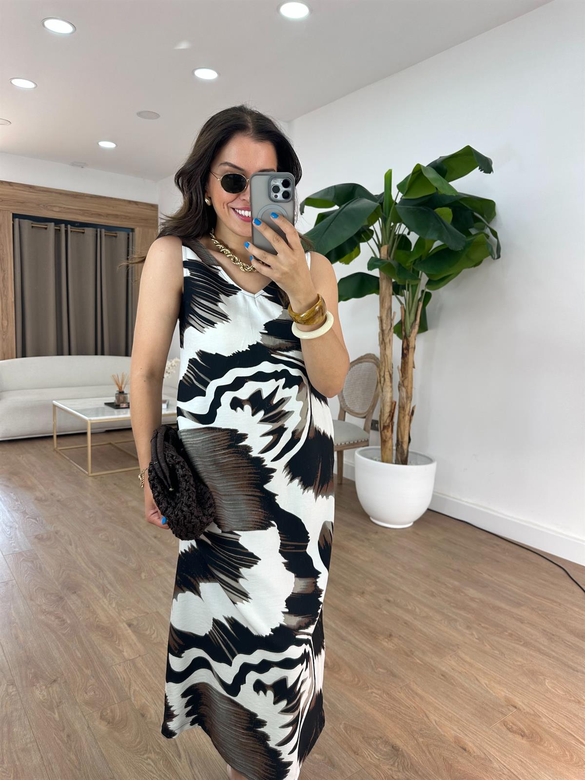 Batik Desen Cepli Viskon Elbise