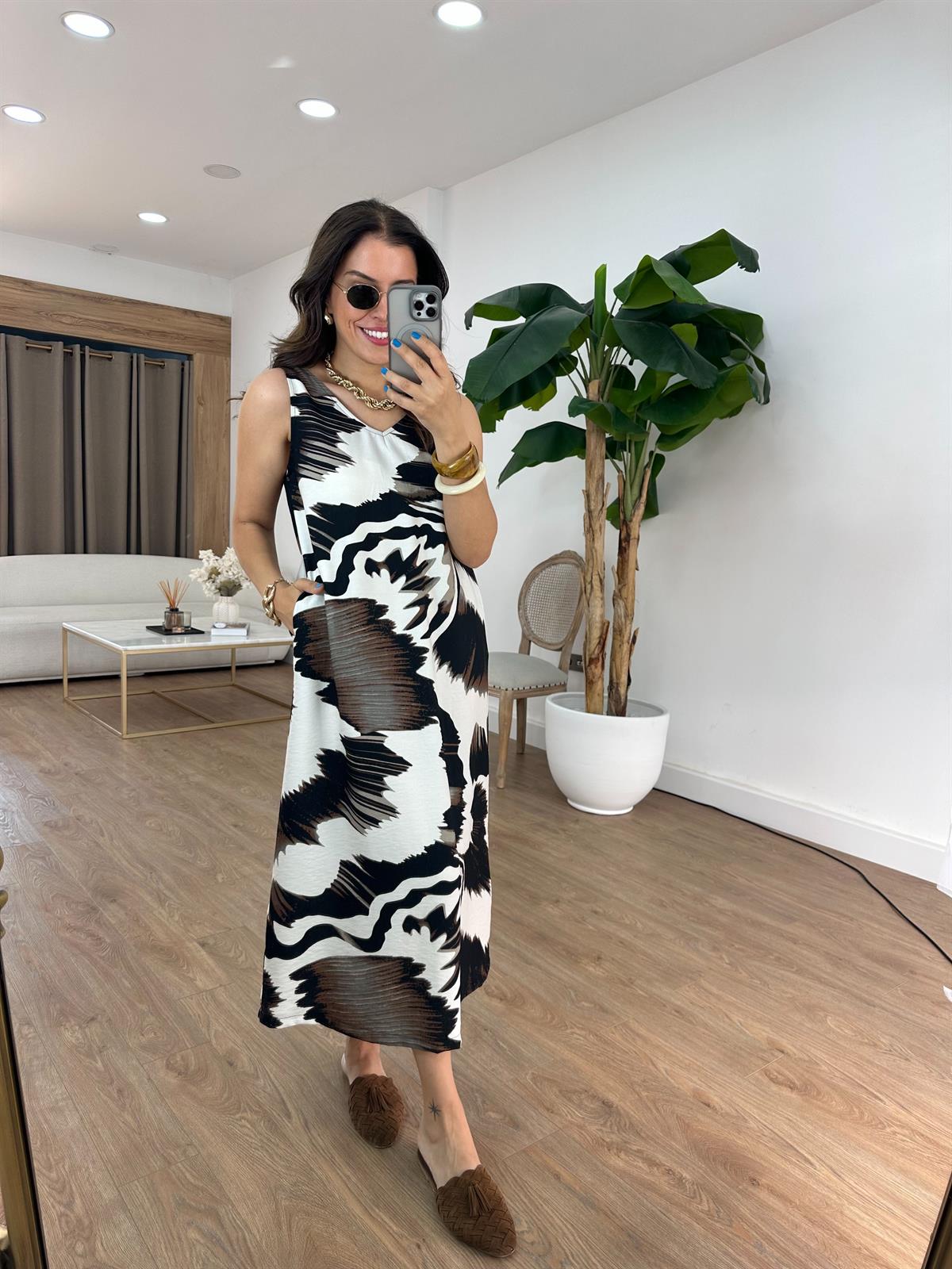 Batik Desen Cepli Viskon Elbise