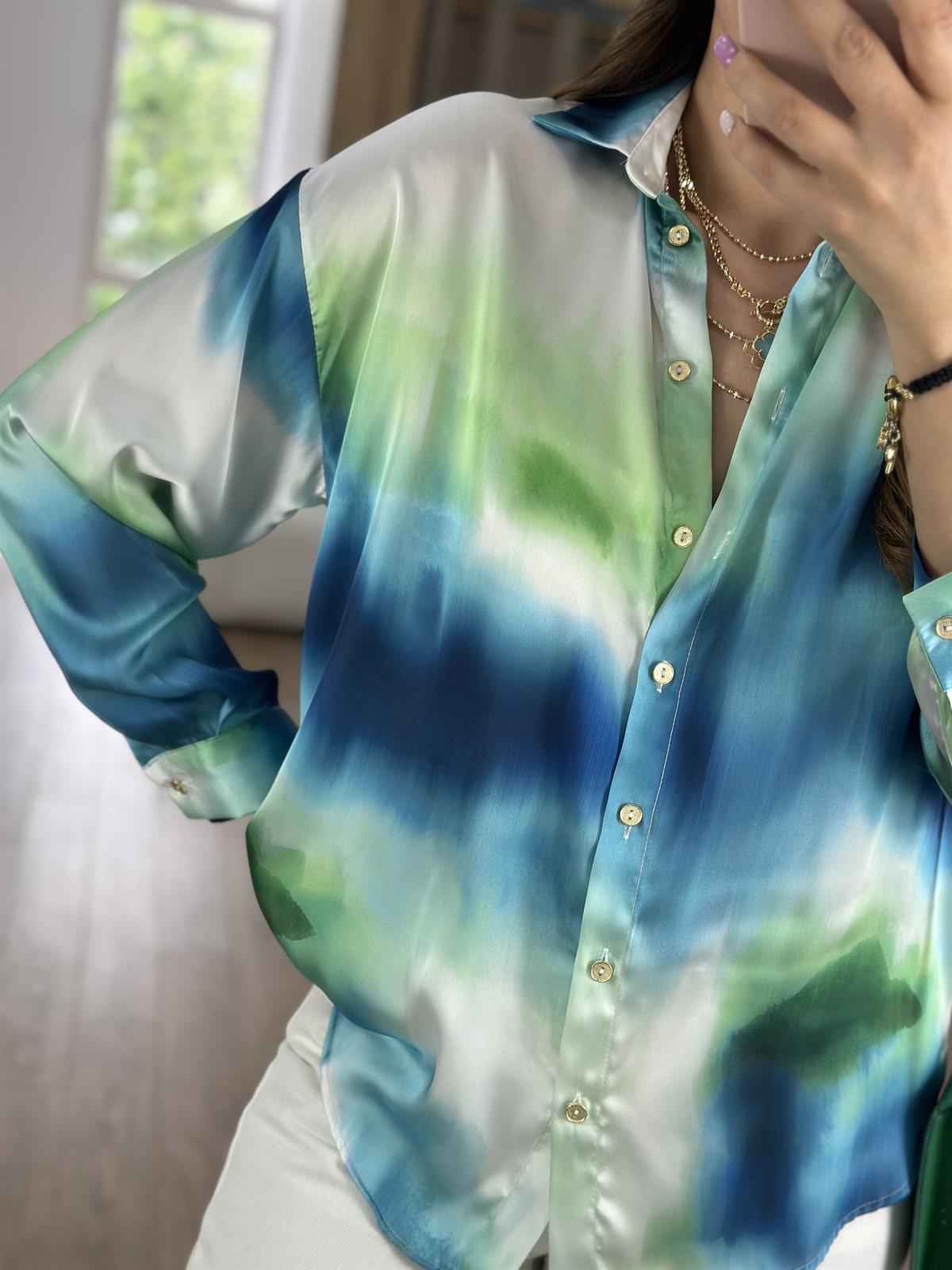 Batik Desenli Oversize Gömlek