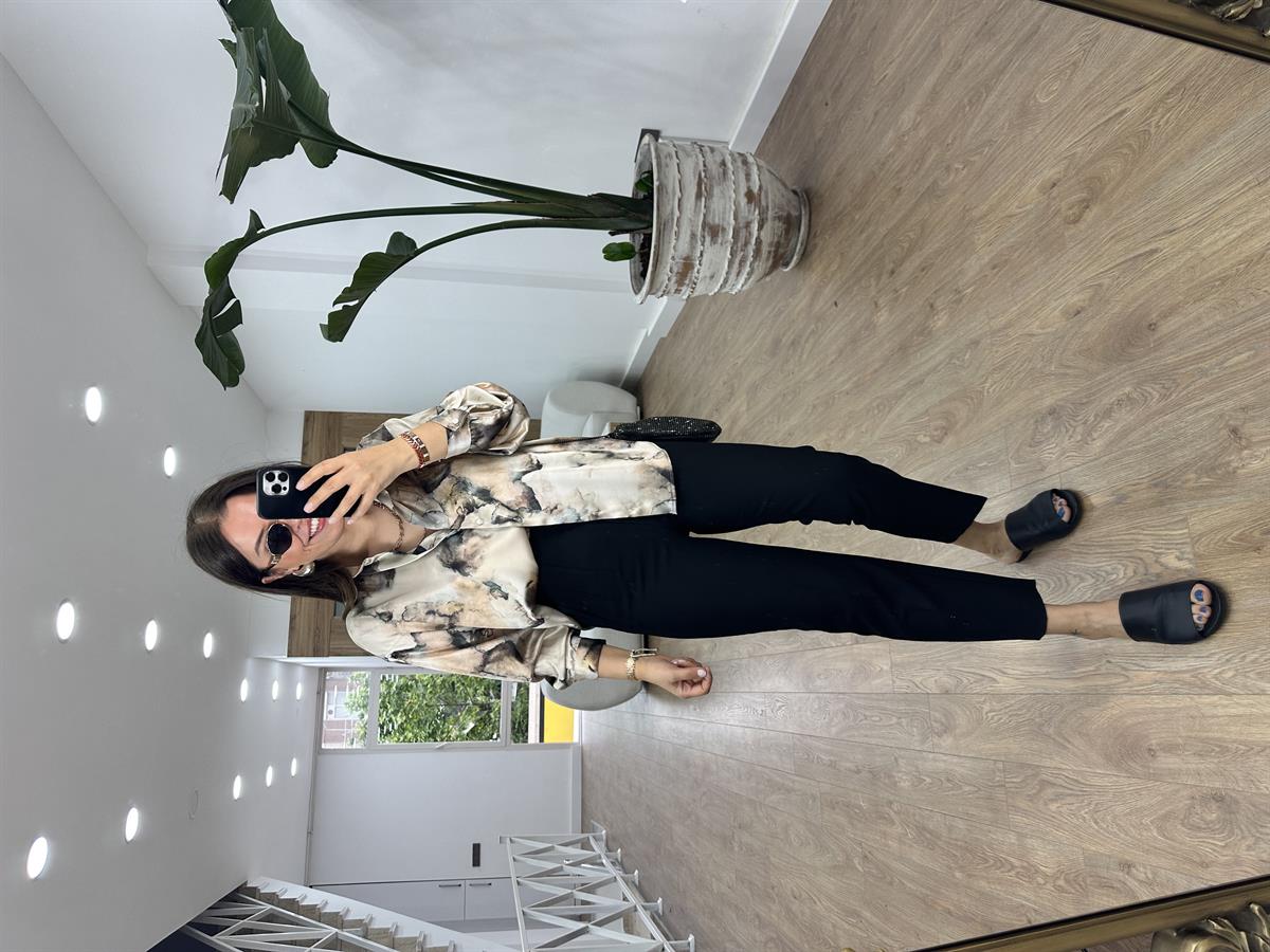 Batik Desenli Saten Gömlek