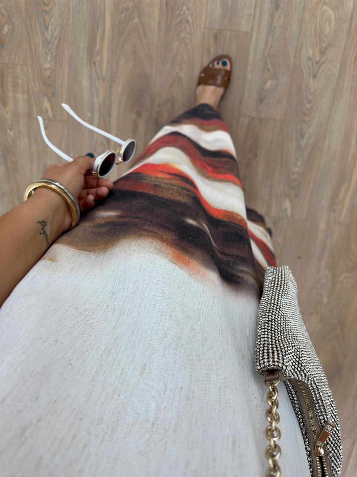 Batik Desenli Tasarım Keten Elbise