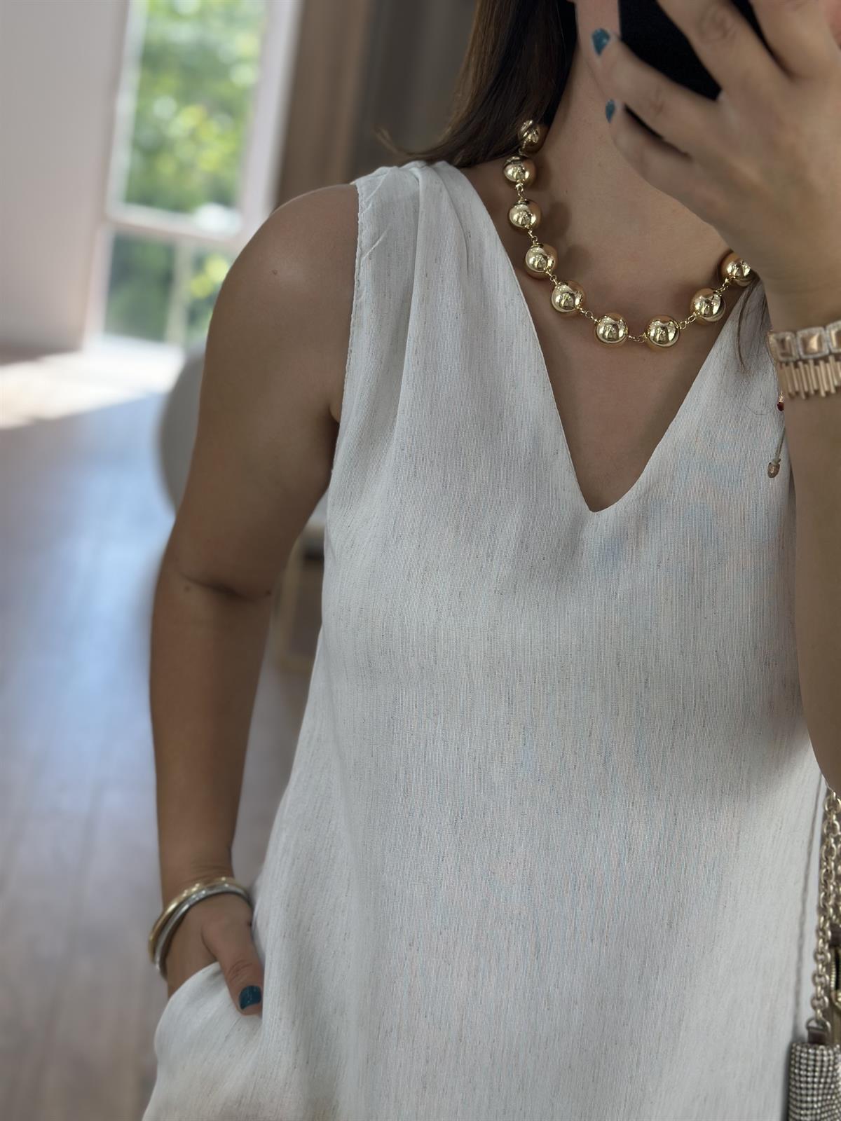 Batik Desenli Tasarım Keten Elbise