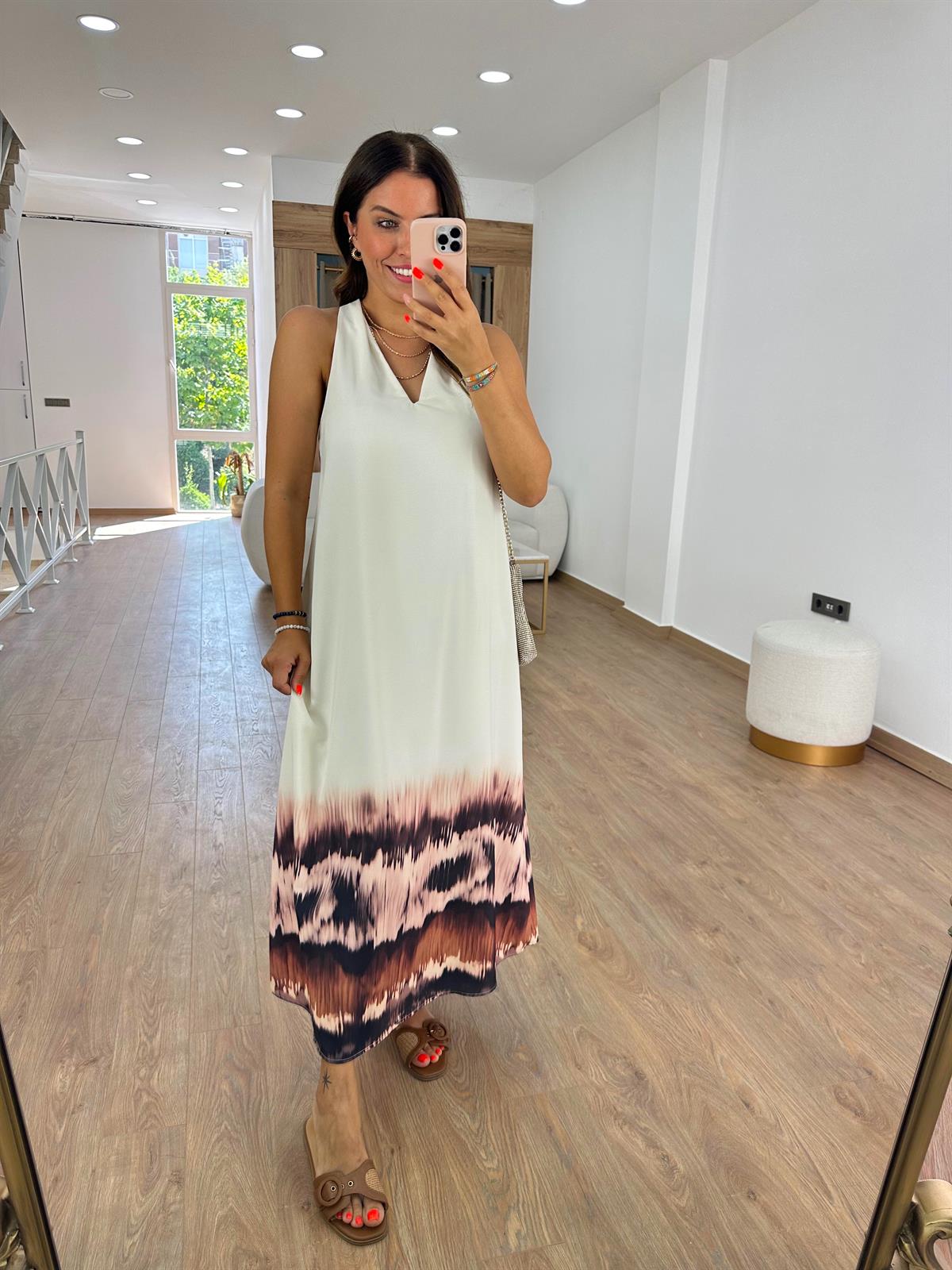 Batik Kenarlı Halter Elbise