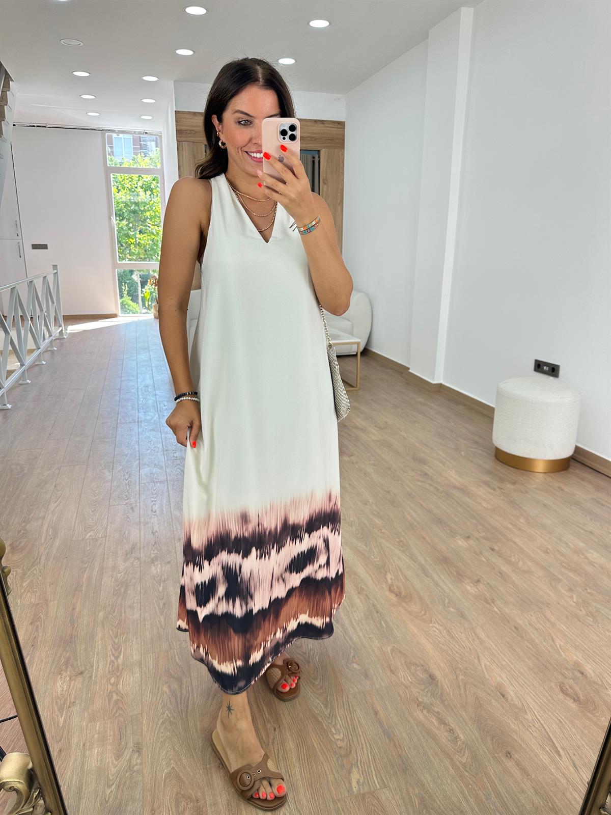 Batik Kenarlı Halter Elbise