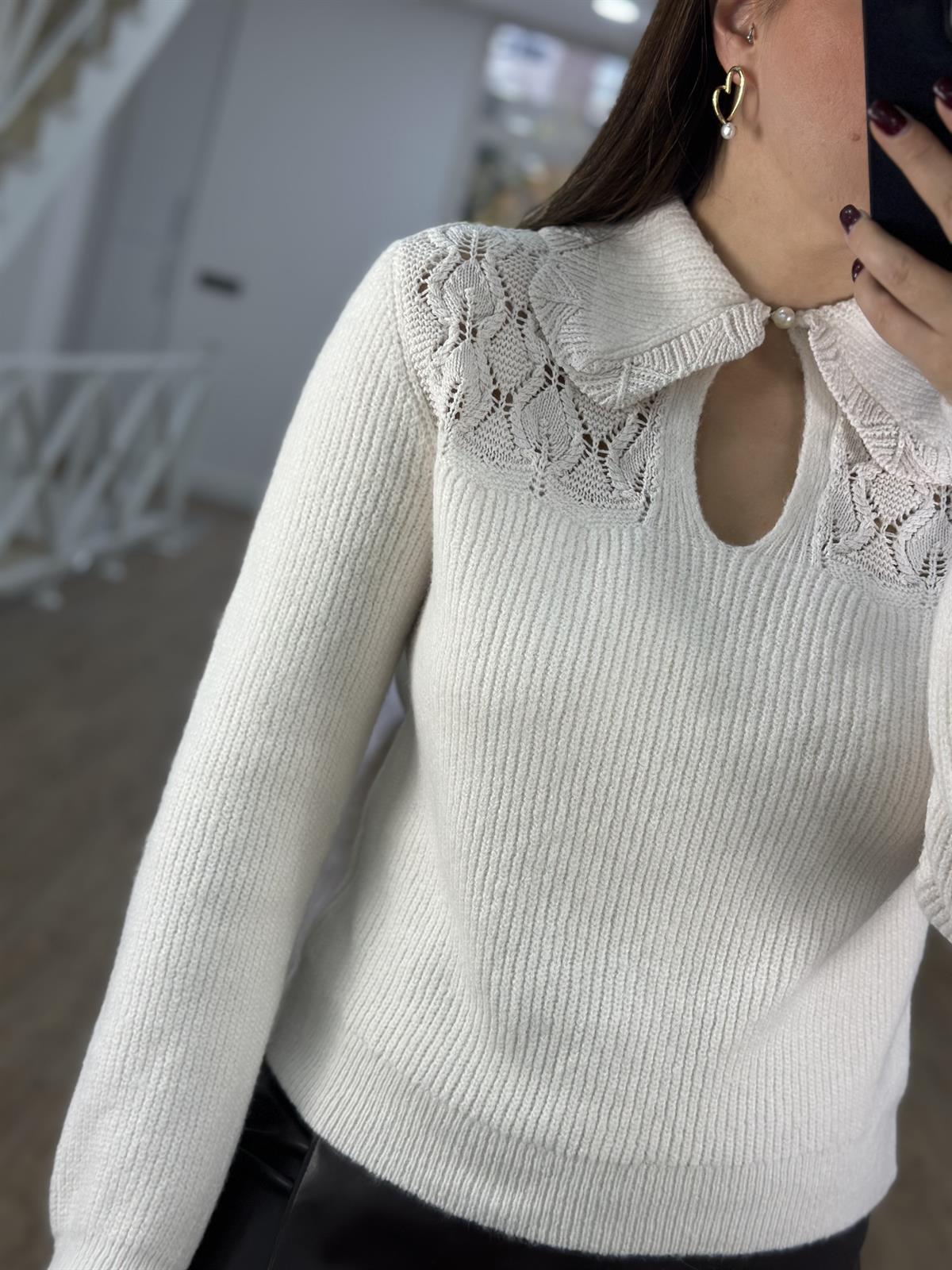 Bebe Yaka Dantel Detaylı Kazak