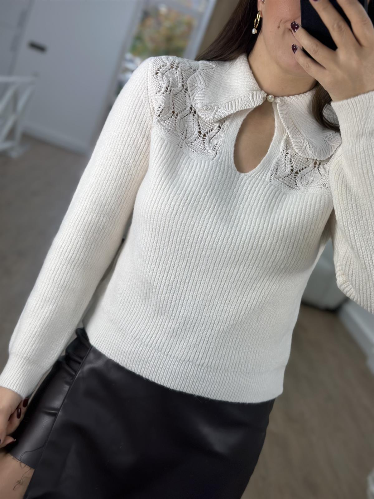 Bebe Yaka Dantel Detaylı Kazak