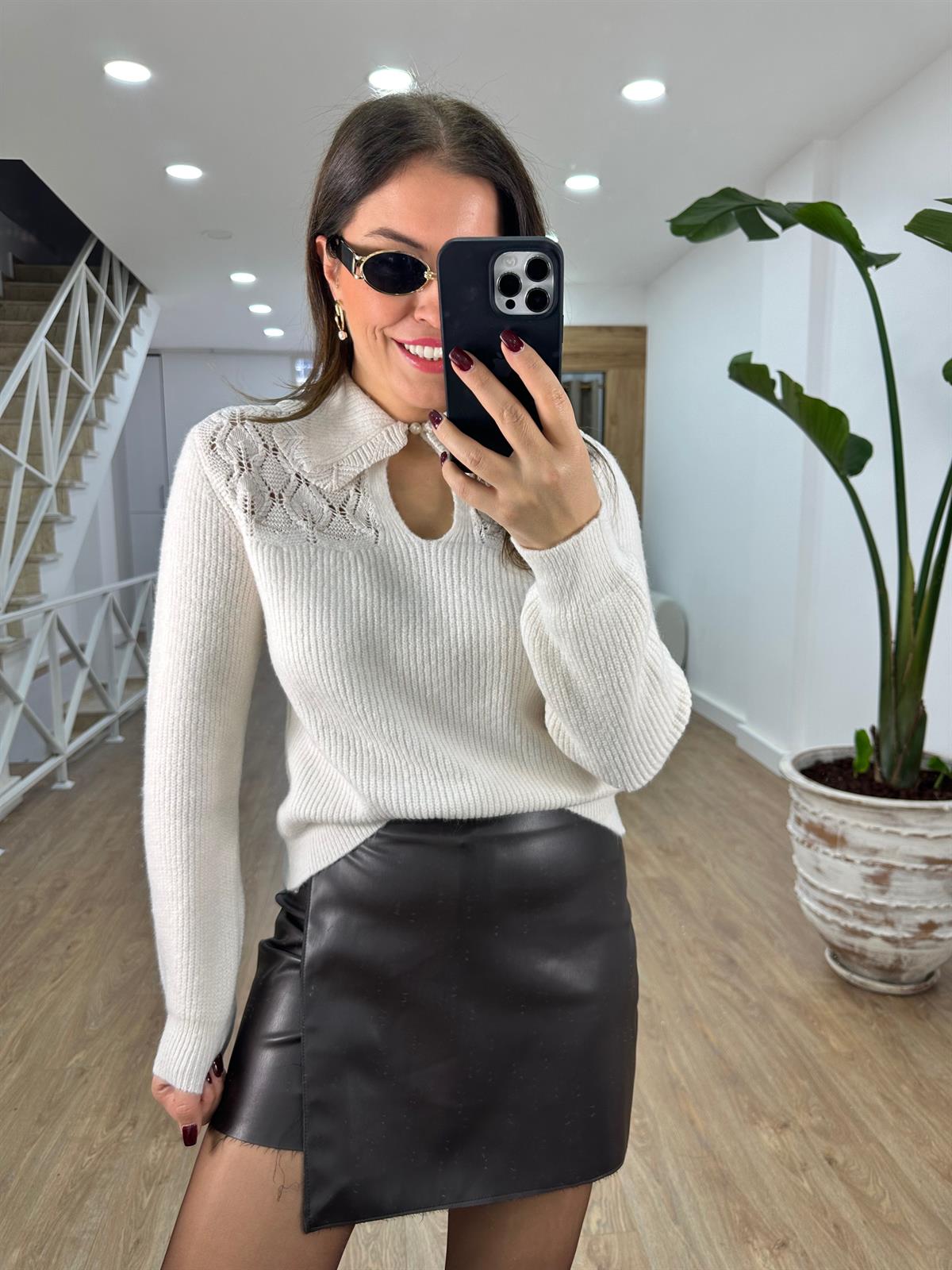 Bebe Yaka Dantel Detaylı Kazak