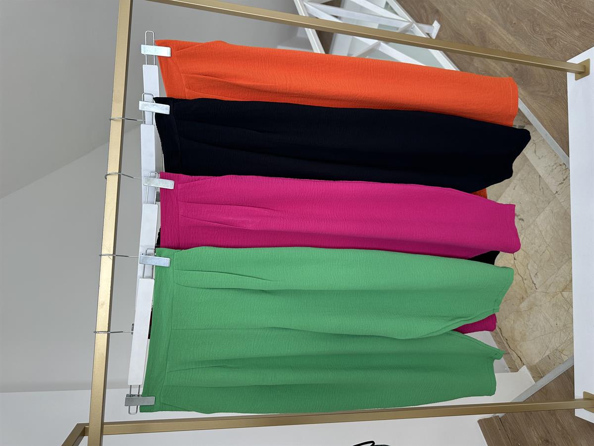 Bel Arkası Lastikli Keten Pantolon-Turuncu